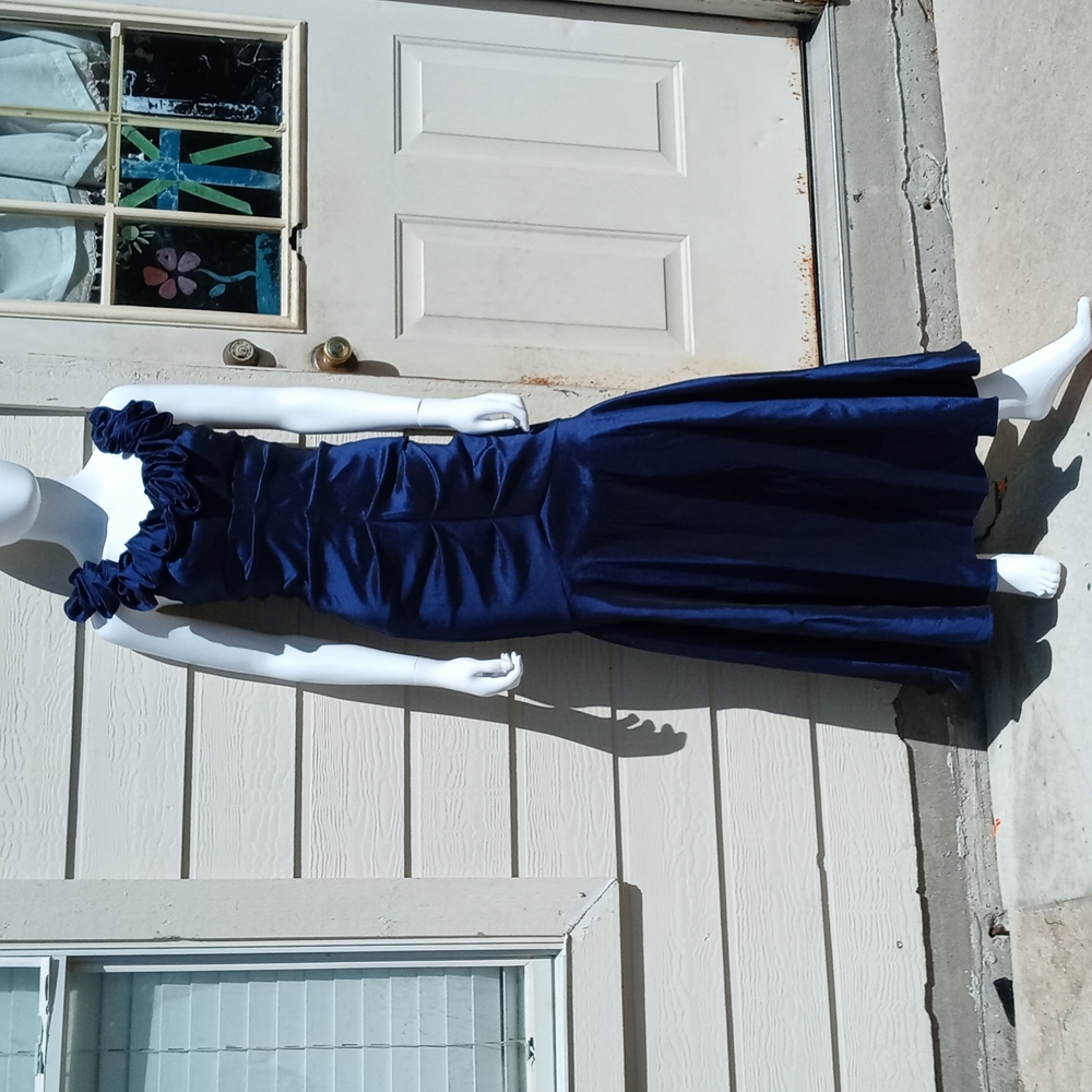 Xscapes Opulent Blue with a Iridescen Sheen Mermaid Gown